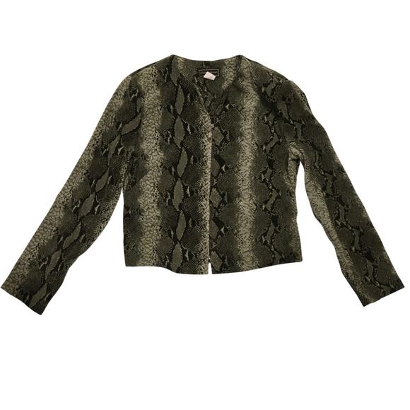 Intriguing Threads Womens Vintage 90s Y2K Mob Wife Green Snake Print Jacket 4P - Picture 1 of 10